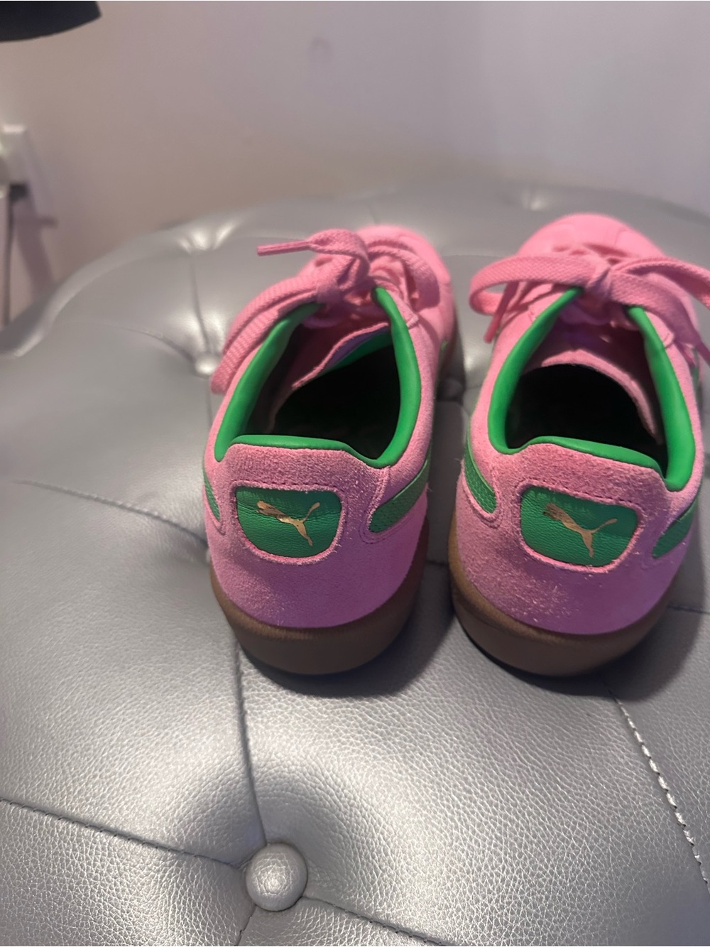 Puma Pink & Green ‘Palermo’ Suede Sneakers - Picture 7 of 8